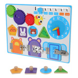 Tabuleiro Montessori Com Fechadura Relogio Calendario Formas Cor Colorido