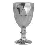 Taça Em Vidro Com Banho Metalizado Prateado