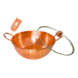 Tacho De Cobre Puro 8 Litros Com Tampa De Vidro Alças De Cobre Ideal Para Doces Uso Doméstico Ou Industrial Resistente E Durável Império Do Cobre