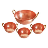 Tacho De Cobre Puro Conjunto Para Brigadeiro No Tacho 1x3lts E 3x500ml Império Do Cobre