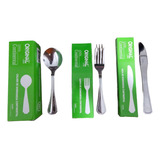 Talher De Sobremesa 12 Colheres 12 Garfos 12 Facas Aço Inox