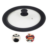 Tampa De Vidro Panela Frigideira Silicone 28-30-32cm Pta Gg