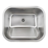 Tanque De Lavanderia Em Aço Inox 201 Acabamento Acetinado Tubrax Cal0002 Cor Prateado