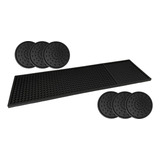 Tapete Borracha Bar Mat 50x15cm + 6 Lindos Porta Copos