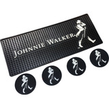 Tapete Borracha Bar Mat Johnnie Walker + 4 Porta Copos