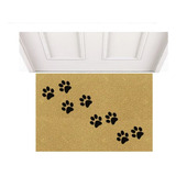 Tapete Capacho Patinhas Cão Gato Divertido Apartamento Casa Cor - Desenho Do Tecido Trama Vinílica 13mm Emborrachado Antiderrapante
