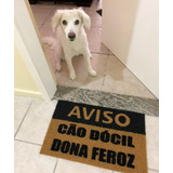 Tapete Capacho Personalizado - Aviso - Cão Dócil Dona Feroz 