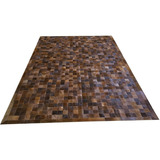Tapete De Couro Castanho 2,00x3,00 Com Bordas Cor Marrom Desenho Do Tecido Quadriculado