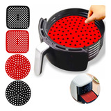 Tapete Protetor Silicone Redondo Air Fryer Fritadeira 19,5cm Cor Vermelho