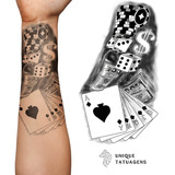 Tatuagem Falsa Temporaria Realista - Cartas Poker Baralho 3d