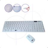 Teclado Mouse Escritório Sem Fio Wireless Fino Slim Branco