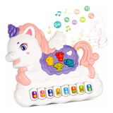 Teclado Musical Piano Infantil Interativo Brinquedo Bebe Cor Rosa