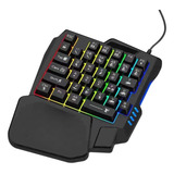 Teclado Single Handed Uma Mão Usb Rgb Multimídia Pc Notebook