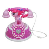 Telefone Infantil Brinquedo Pónei Rosa Musical Luz Retro Cor Cor Pink
