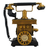 Telefone Preto Vintage Retrô Porta Moeda Decorativo 21x22 Cm