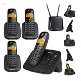 Telefone Sem Fio Secretária Eletrônica + 3 Ramal Para Chip 4
