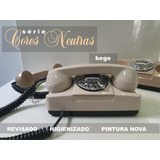 Telefone Tijolinho, Anos 80, Cor Bege, Pintura Nova