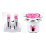 Termocera 400g + Base Dupla + 2 Rollon Panela Depilação Rosa