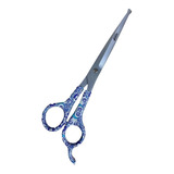 Tesoura Reta 7.5 Petshop, Tosa, Tosador, Floral Azul - Uau