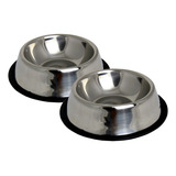 Tigela Para Gato E Cachorro 2 Unidades Promoção 1,6 L - Inox