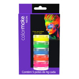 Tinta Facial Color Make Neon Fluor 5 Cores Maquiagem Rosto