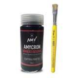 Tinta Para Couro Extra Preto Amycrom+ Pincel De Pintura Pró