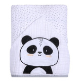 Toalha De Banho Soft Capuz Bordado Panda Papi