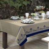 Toalha De Mesa 3 Metros 8 Cadeiras Linhão Estampado Cor Azul