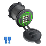 Tomada Automotiva Led Verde 12v 24v Carregador Barcos Motos