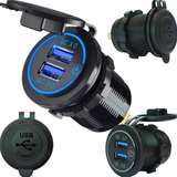 Tomada Carregador Usb Veicular - 2 Saidas 6.0a - Liga/deslig