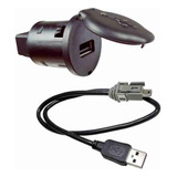 Tomada Polarizada Com Tampa Saída Usb E Cabo 40cm Dni 0605