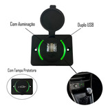 Tomada Usb Automotiva 2 Saidas Usb 3.1 Cor Verde