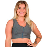 Top Feminino Fitness Ziper Alta Sustentação Do P Ao Plussize