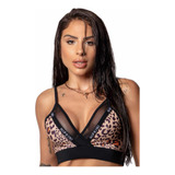 Top Hipkini Fresh Preto Com Animal Print