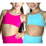 Top Infantil Kids Fitness Kit 2 Unidades Poliamida Alça Fina