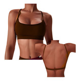 Top Marron Chocolate Fitness Academia C Bojo Costas Abertas
