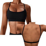 Top Preto Fitness Academia C/ Bojo Costas Abertas Ginastica 