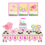 Topo De Bolo Jardim Encantado Kit Completo Decoração Festa