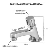 Torneira Banheiro Automática Luxo 1194 Banheiro Metal Cor Prateado