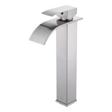 Torneira Cascata Alta Mistu Monocomando Cor Prata Aço Escovado Telca Qsm-h2011