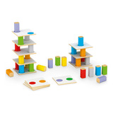 Torre Lúdica Equilíbrio Caiu Perdeu Brinquedo Infantil De Montar 40 Blocos Peças Mdf Junges