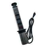 Torre Tomada Para Bancada Retrátil Com 3 Tomadas Usb + Tipoc Cor Preto