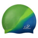 Touca De Natação Silicone Adulto Lisa Multicor Hammerhead Cor Azul/amarelo/verde