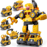 Transforme 5 Carrinhos Em Robô Super Brinquedo Construbots