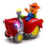 Trator Boneco Fazendeiro Anda Balança Luzes Sons Bate Volta