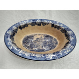 Travessa Antiga Inglesa 29cm Wood Fazendinha Azul Floral