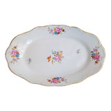 Travessa Antiga Porcelana Schmidt Floral Rio Do Testo 37 Cm