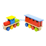 Trem Trenzinho Vagão Brinquedo De Madeira Multicolorido