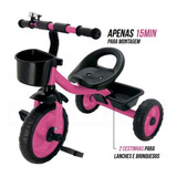 Triciclo Infantil C/duas Cestinhas Até 25 Kg 762 Zippy Toys Cor Rosa