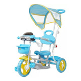 Triciclo Motoca Infantil Azul Empurrador Cobertura Importway